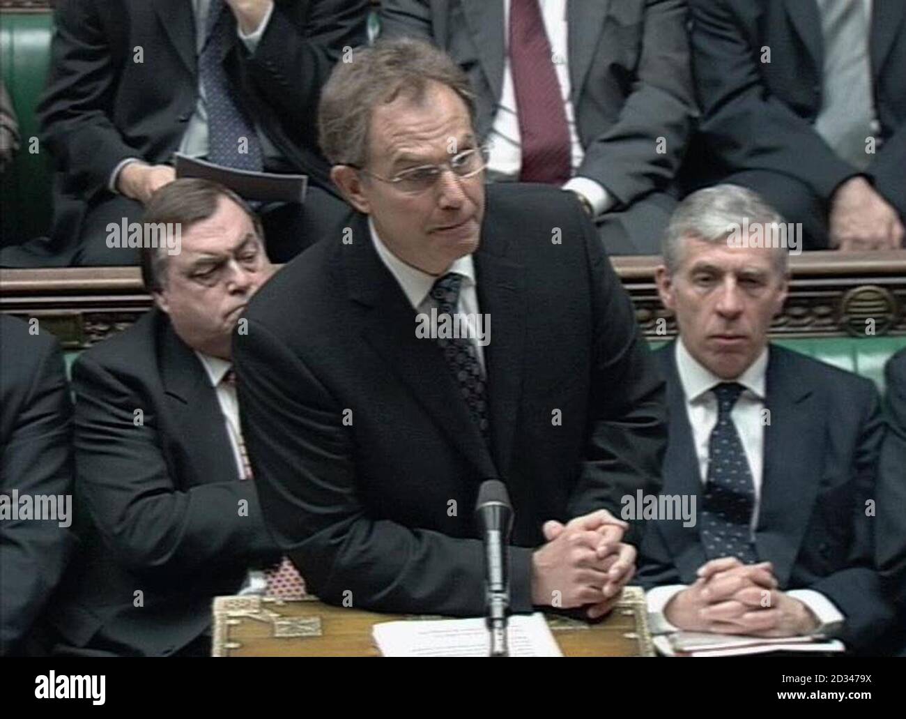 Videograb of Britain's Prime Minister Tony Blair as he issues a statement to the House of Commons updating MPs on the growing number of British deaths following the Asian tsunami disaster, Monday January 10, 2005. Mr Blair has also defended the Government's handling of the disaster, after he came under fire for not cutting short his holiday to deal with the crisis. Ministers have also been accused of lagging behind the public mood. See PA story POLITICS Blair. PRESS ASSOCIATION Photo. Photo credit should read: PA Stock Photo