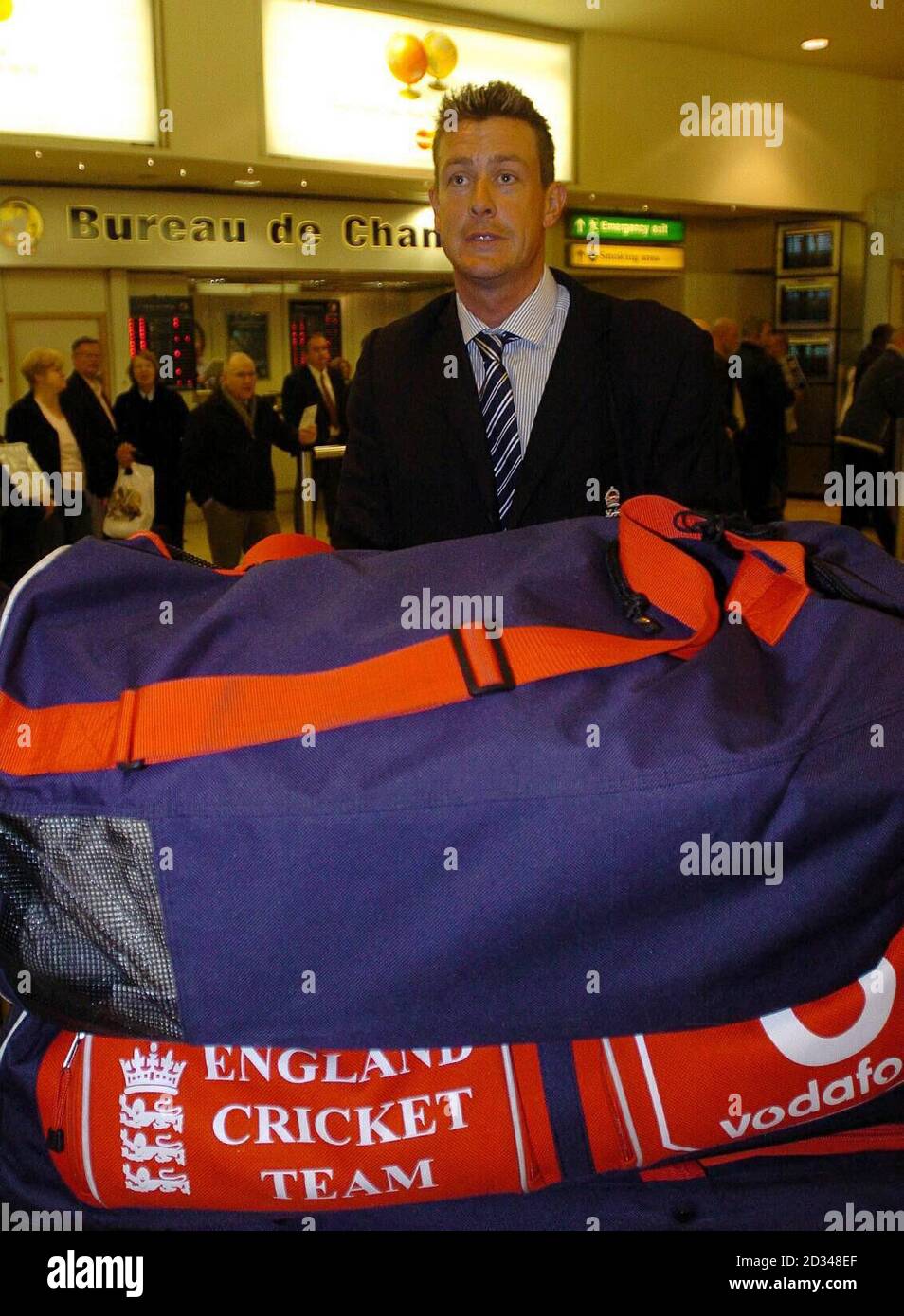England cricketer Ashley Giles arriving from the winter cricket tour of
