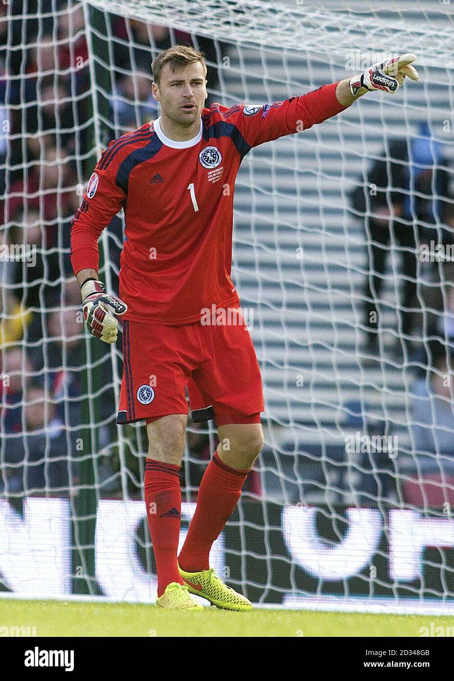 Scotland S Goal Keeper David Marshall During The Uefa Euro 16 Qualifier At Hampden Park Glasgow Stock Photo Alamy