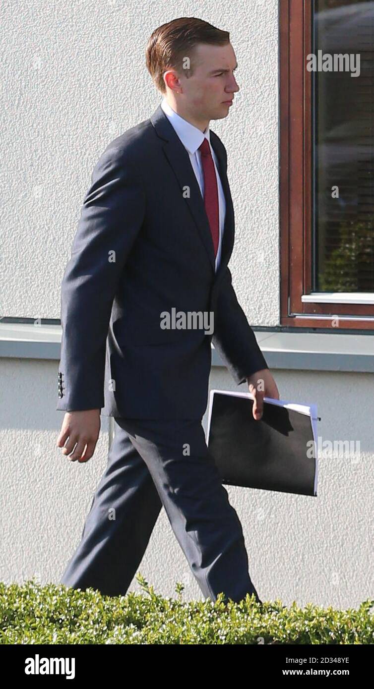 Jockey Aidrian Heskin arrives for a hearing at the Turf Club in Co Kildare, over the running and riding of the horse Foxrock in a race in which he finished third at Punchestown last December. Stock Photo