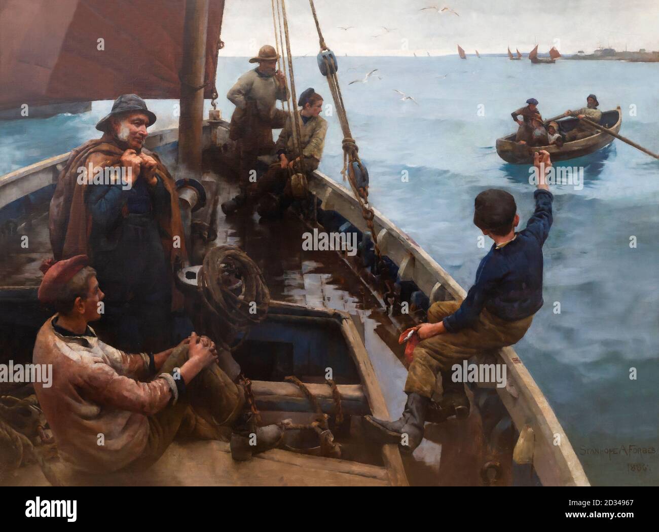 Off to the Fishing Ground, Stanhope Alexander Forbes, 1886, Stock Photo