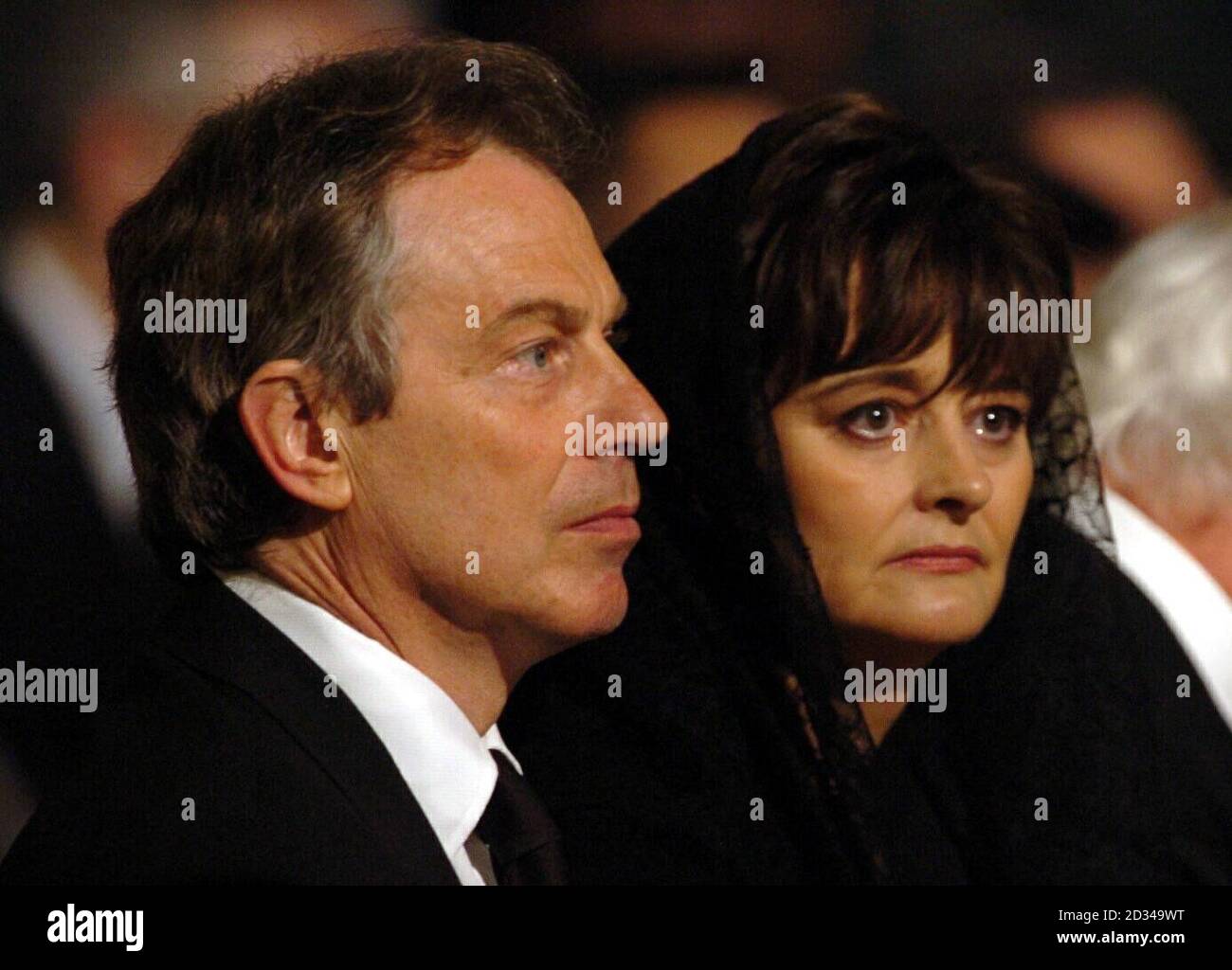 British Prime Minister Tony Blair and his wife Cherie, during the service of Vespers for the Dead in honour of Pope John Paul II. Stock Photo