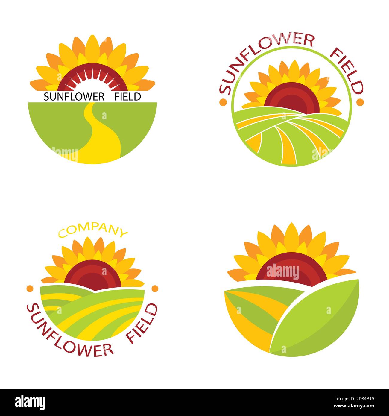 Colorful Sunflower vector icons on white background Stock Vector Image ...