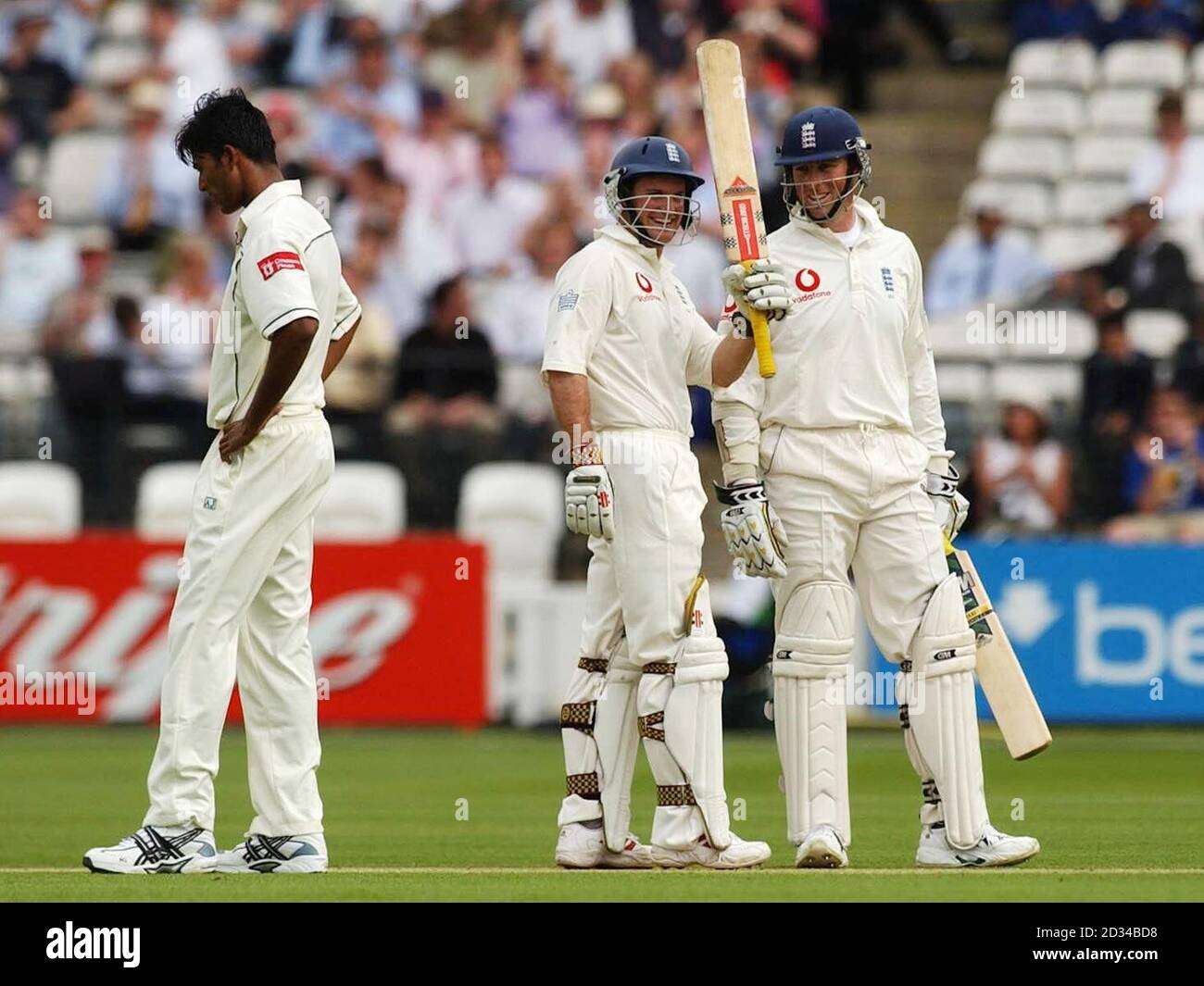 England batsman andrew strauss centre celebrates his half century