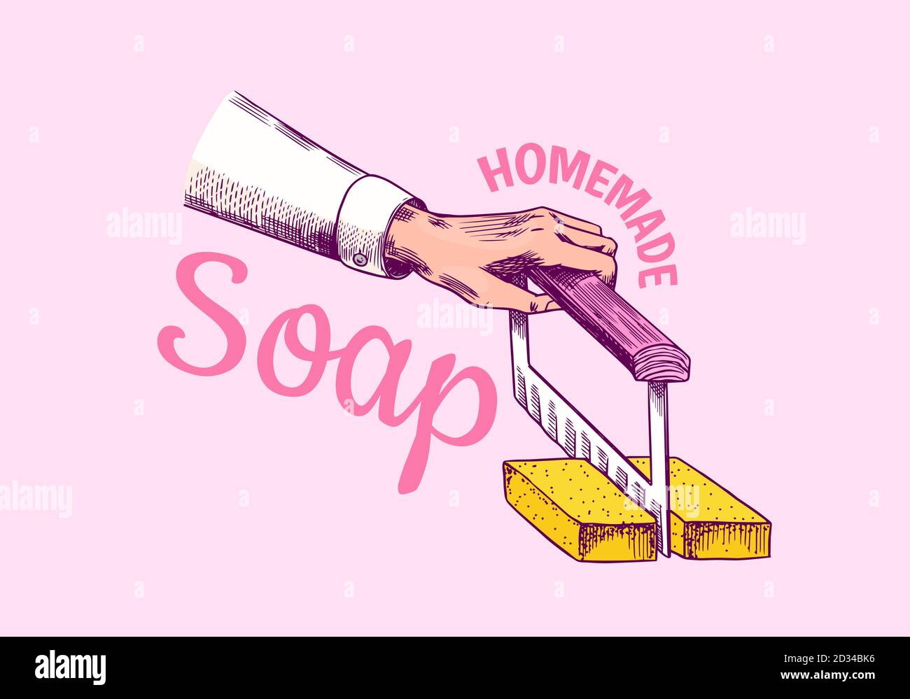 Bubble Bath soap. Hand in vintage style. Foam production process