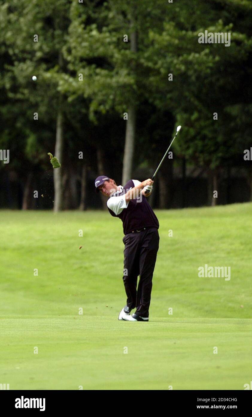 Denmark's Thomas Bjorn plays his approach shot to the tenth green. Stock Photo