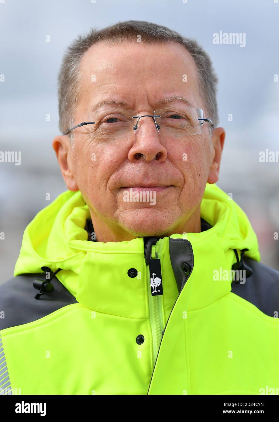 Erfurt, Germany. 07th Oct, 2020. Gerd Stöwer, the new managing director of Erfurt-Weimar Airport, stands on the apron of the airport (recrop). He took office on 1 October. The airport is almost completely owned by the Free State of Thuringia. Credit: Martin Schutt/dpa-Zentralbild/dpa/Alamy Live News Stock Photo