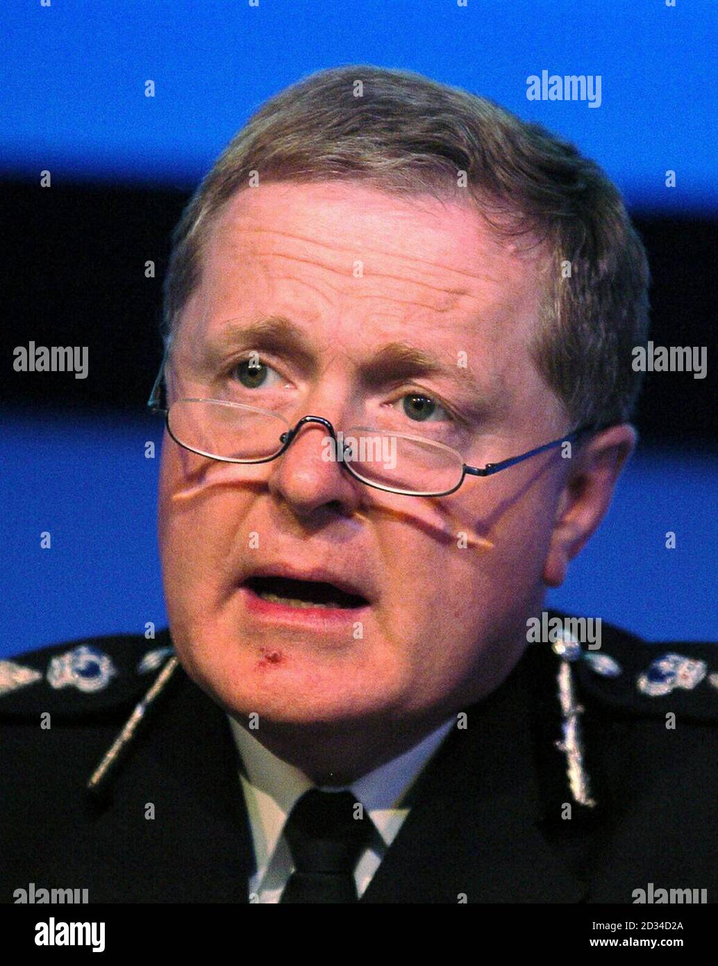 Metropolitan Police Commissioner Sir Ian Blair speaking. He told the