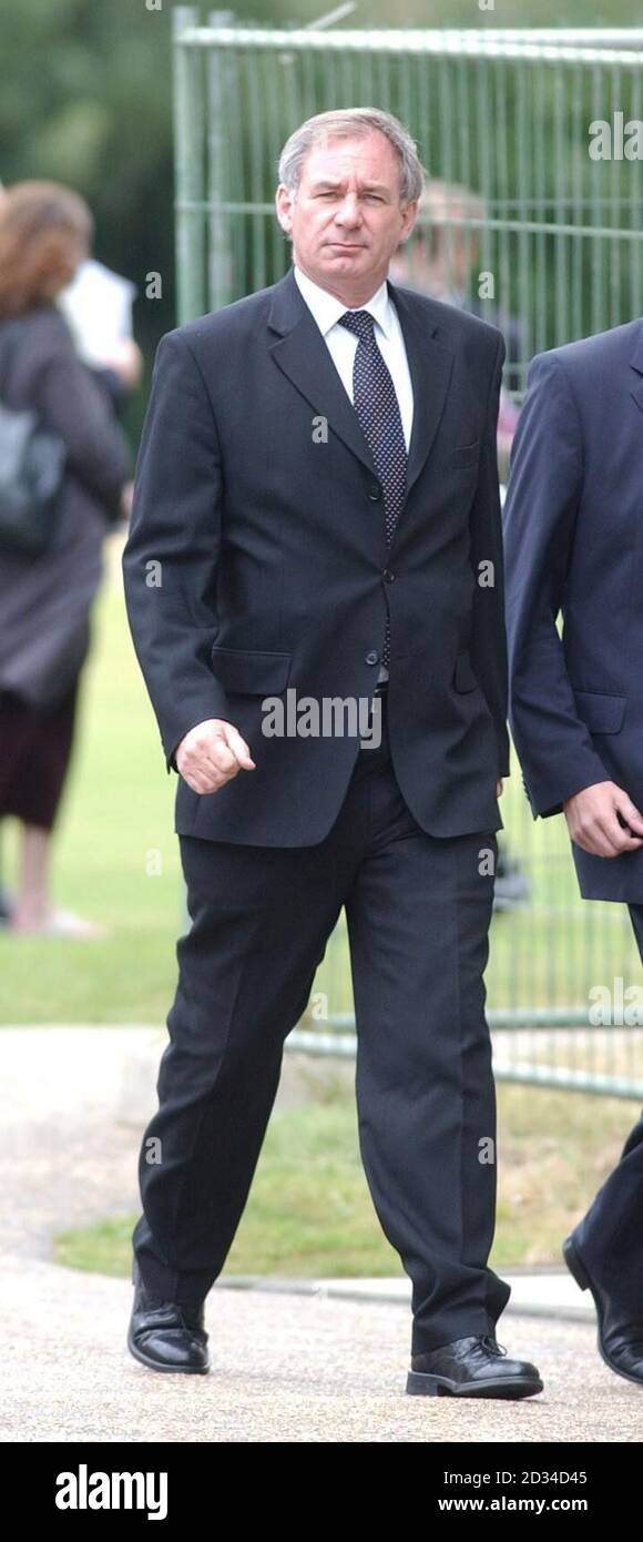 Leader of the House of Commons Geoff Hoon arrives at Salisbury Cathedral, to pay his last respects at the funeral of former Prime Minister Sir Edward Heath. Stock Photo