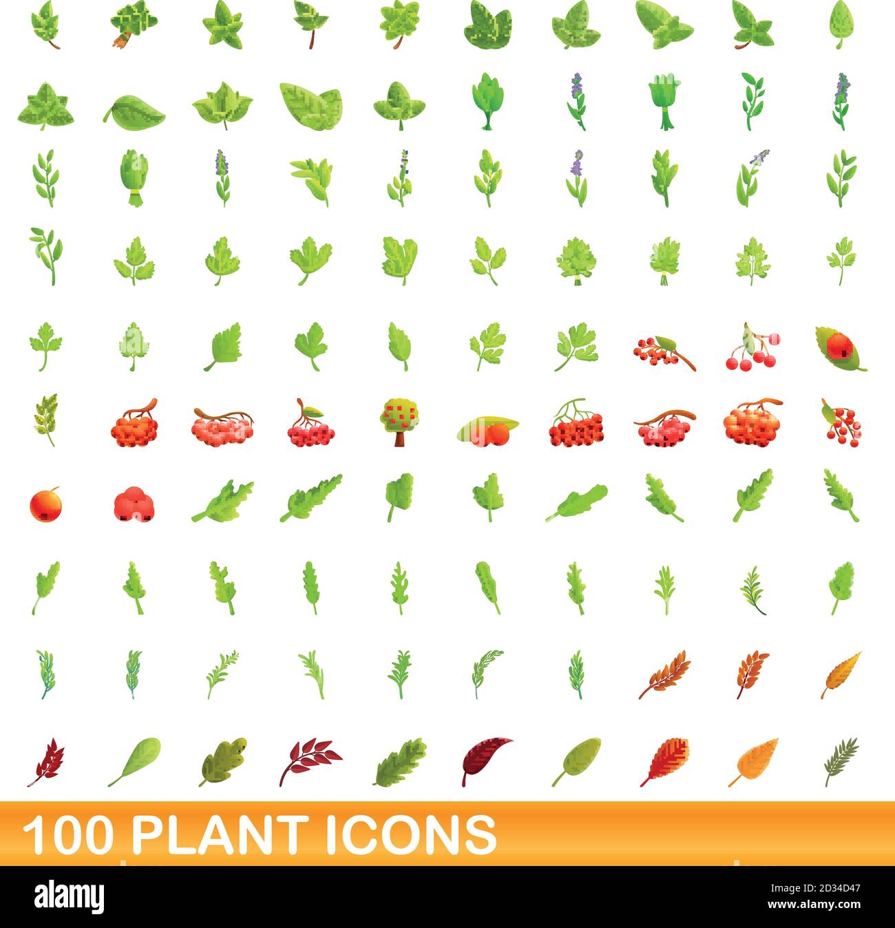 100 plant icons set. Cartoon illustration of 100 plant icons vector set ...