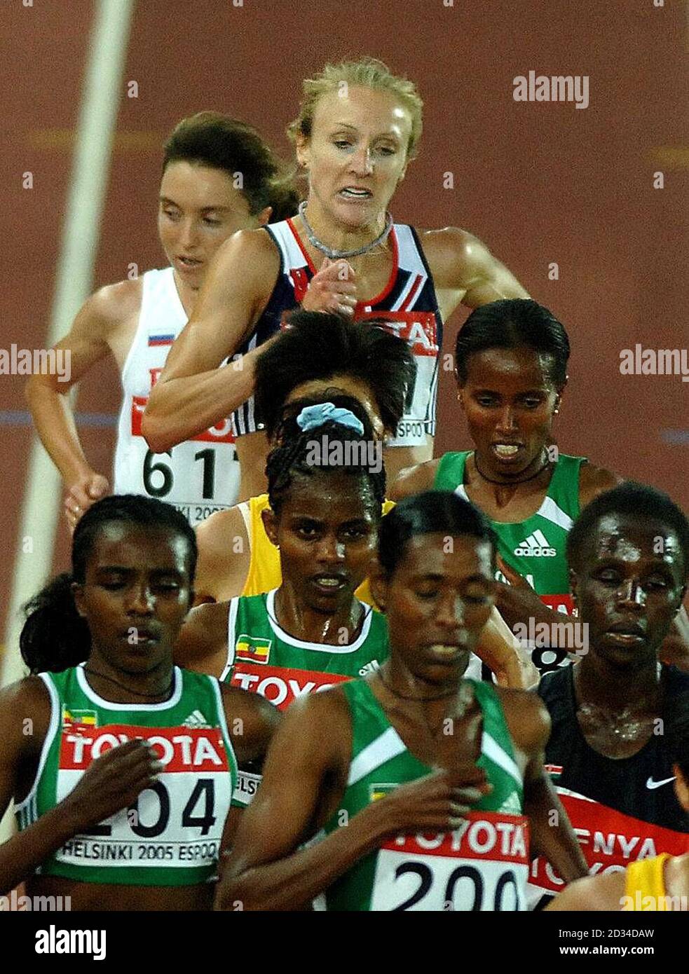 Great Britain's Paula Radcliffe (top) fails to keep up with the front runners in the women's 10,000m final. Stock Photo