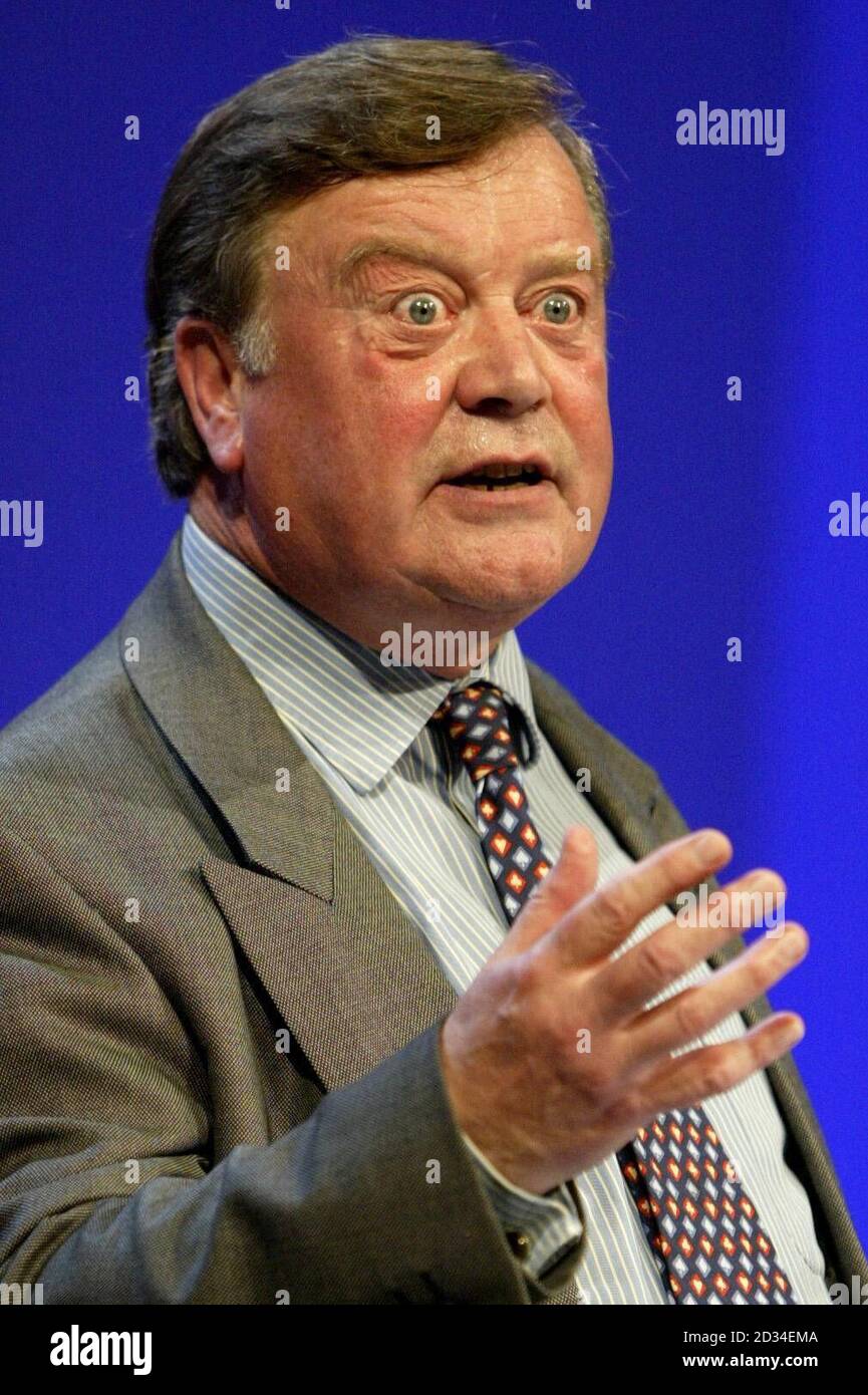 Conservative leadership contender Ken Clarke, during his address to the Conservative Party conference in Blackpool. Tuesday 4 October 2005.Kenneth Clarke today hailed himself as the 'bigger beast' best suited to take on Labour and win the next election for the Tories.See PA Story TORIES Clarke. PRESS ASOCIATION PHOTO. PHOTO CREDIT SHOULD READ Phil Noble/PA Stock Photo