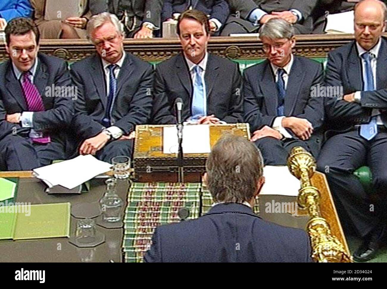 David Cameron, the new Conservative leader at the centre of the Tory front bench during his first Question Time in the House of Commons, London, Wednesday December 7, 2005. PRESS ASSOCIATION Photo. Photo credit should read: PA Stock Photo