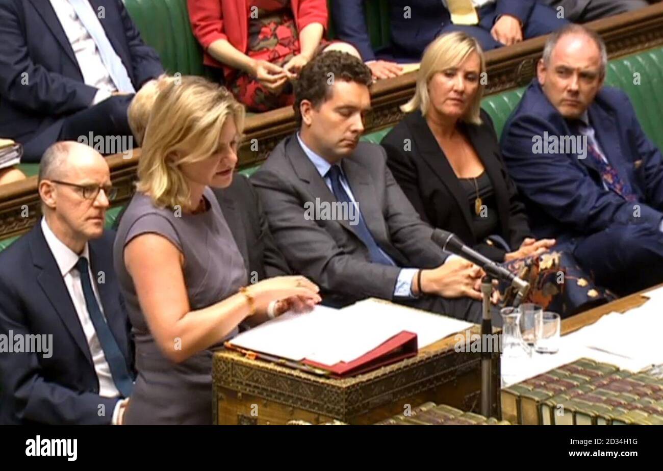 Education secretary Justine Greening speaks in the House of Commons, London, on planned reforms to the school system. Stock Photo