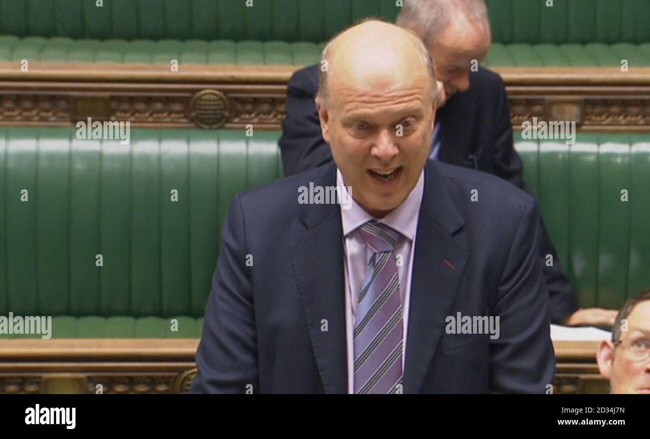 Transport Secretary Chris Grayling making a statement to MPs in the House of Commons, London on airport capacity and airspace policy. Stock Photo