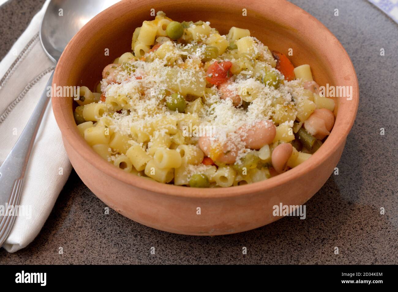 pasta with vegetable minestrone classic winter italian food Stock Photo