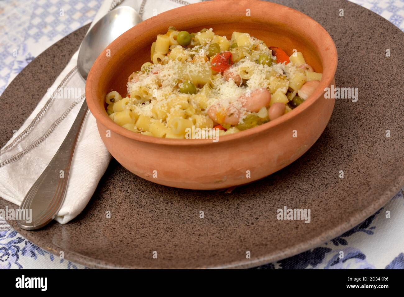 pasta with vegetable minestrone classic winter italian food Stock Photo