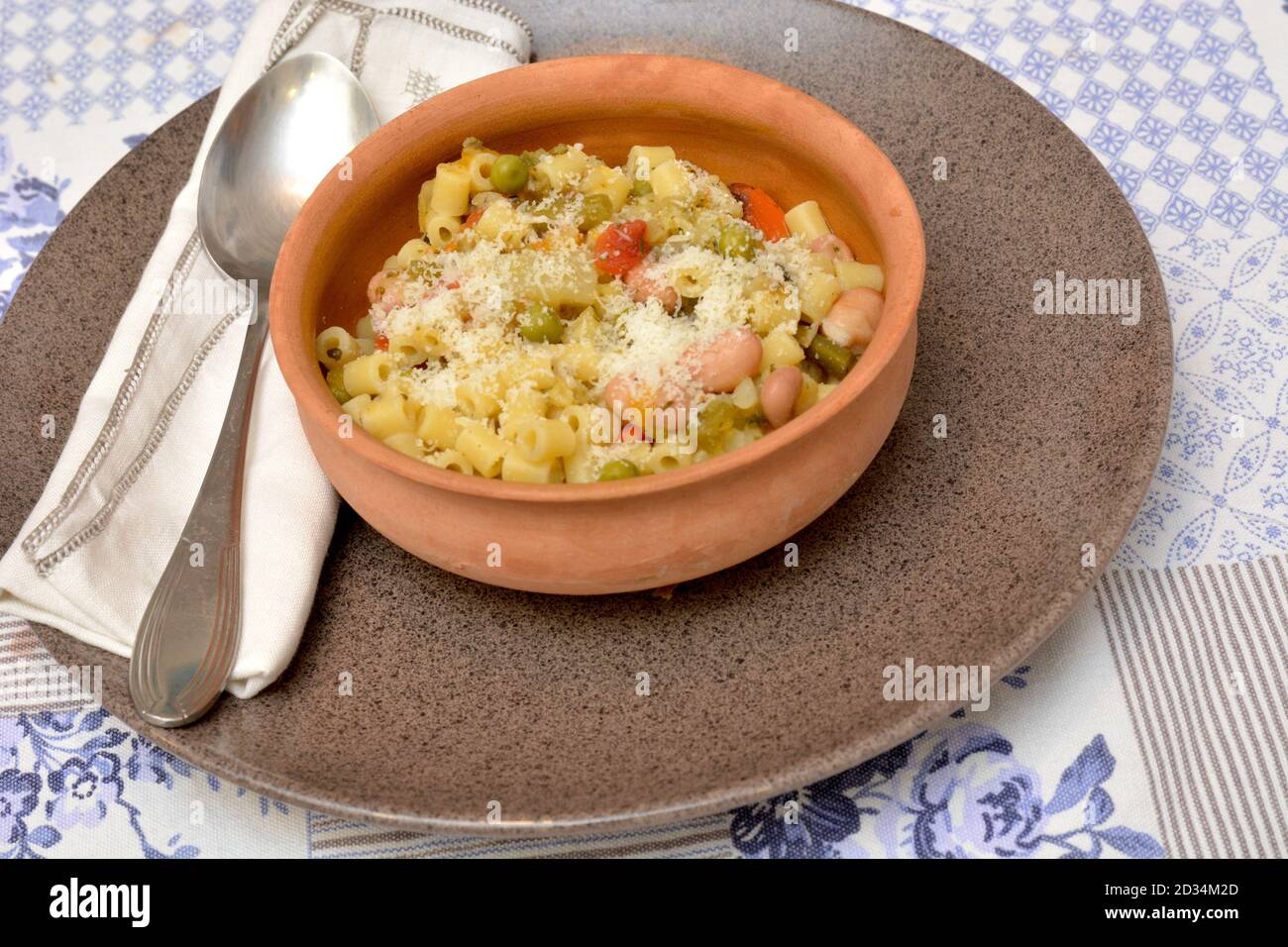 pasta with vegetable minestrone classic winter italian food Stock Photo