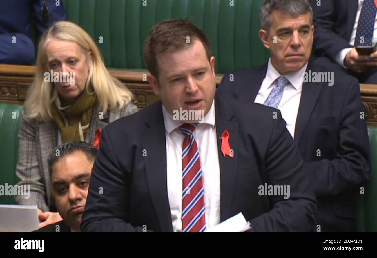 Stephen Doughty asks an urgent question in the House of Commons, central London where Home Secretary Amber Rudd repeated Downing Street's condemnation of Donald Trump's retweeting of videos posted by far-right group Britain First, telling MPs he was 'wrong' to do so. Stock Photo