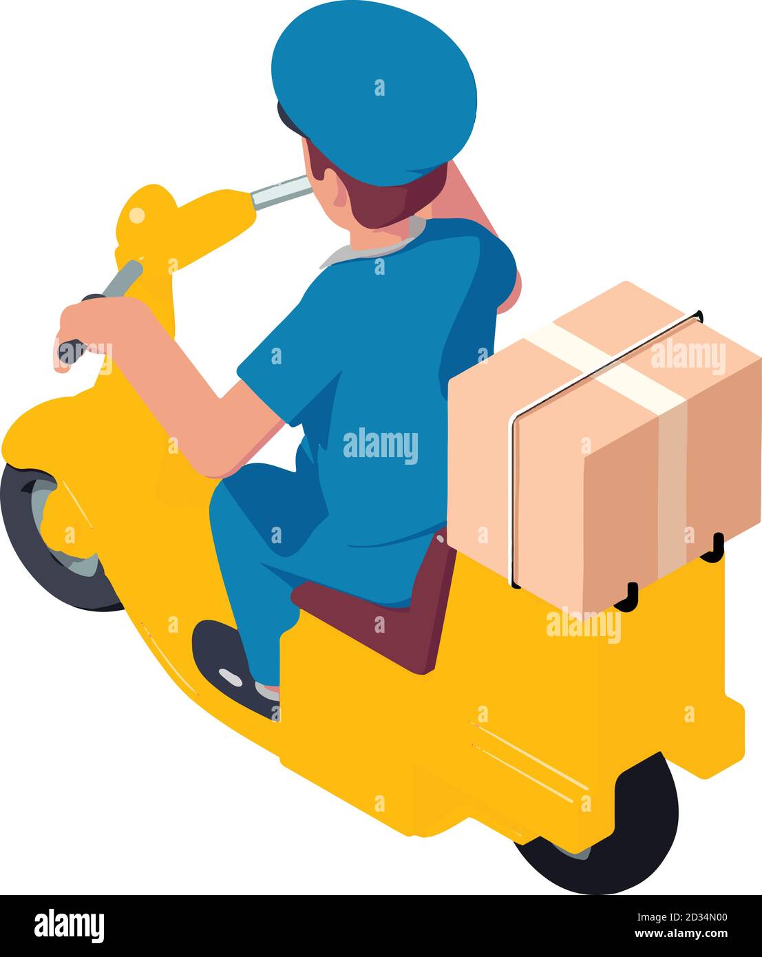 Mailman scooter parcel delivery icon. Isometric of mailman scooter ...
