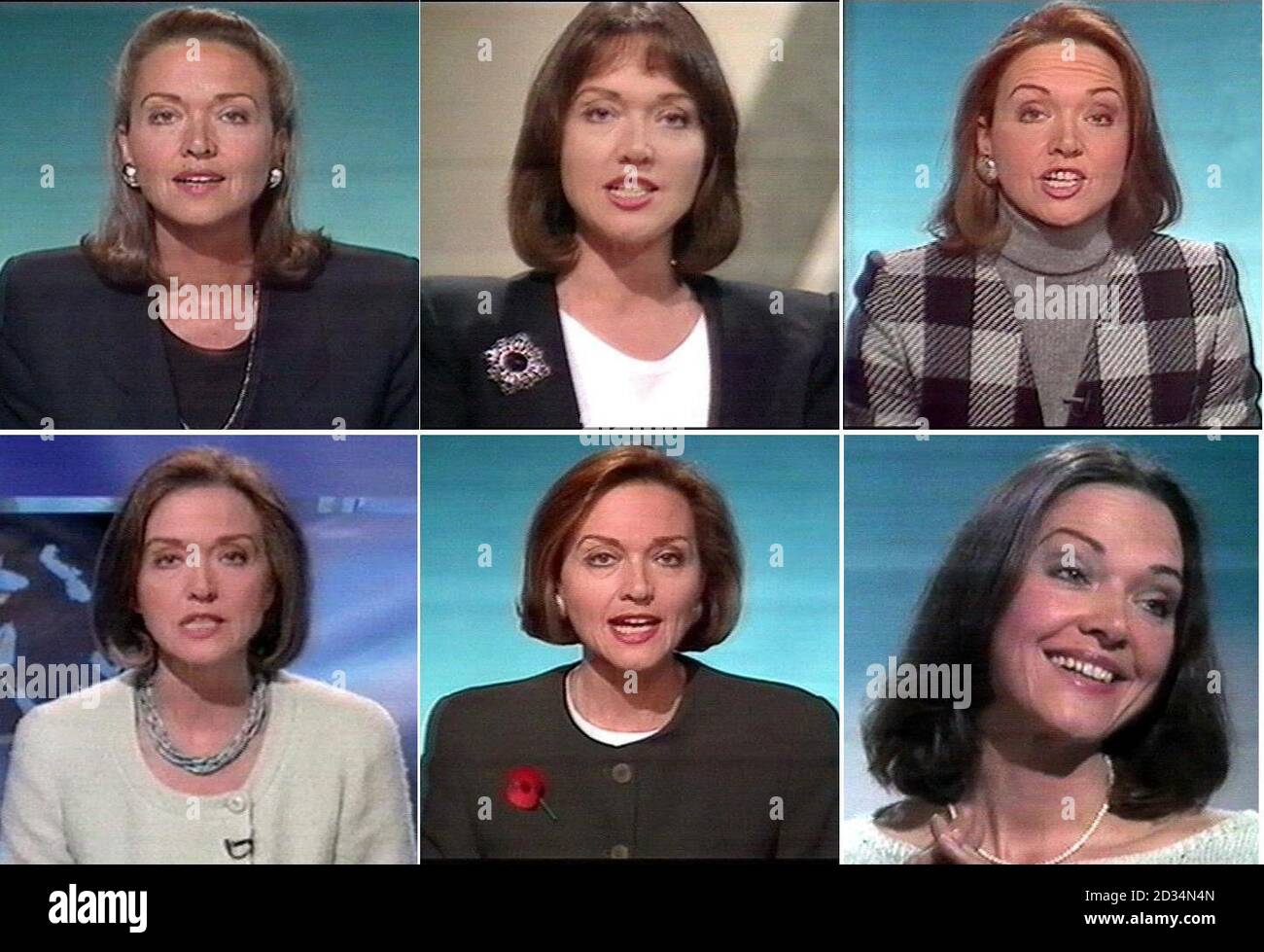 BBC videograb image of Newsreader Anna Ford, the main presenter of BBC ONE's One O'Clock News, showing her through the years, during her final broadcast. Stock Photo
