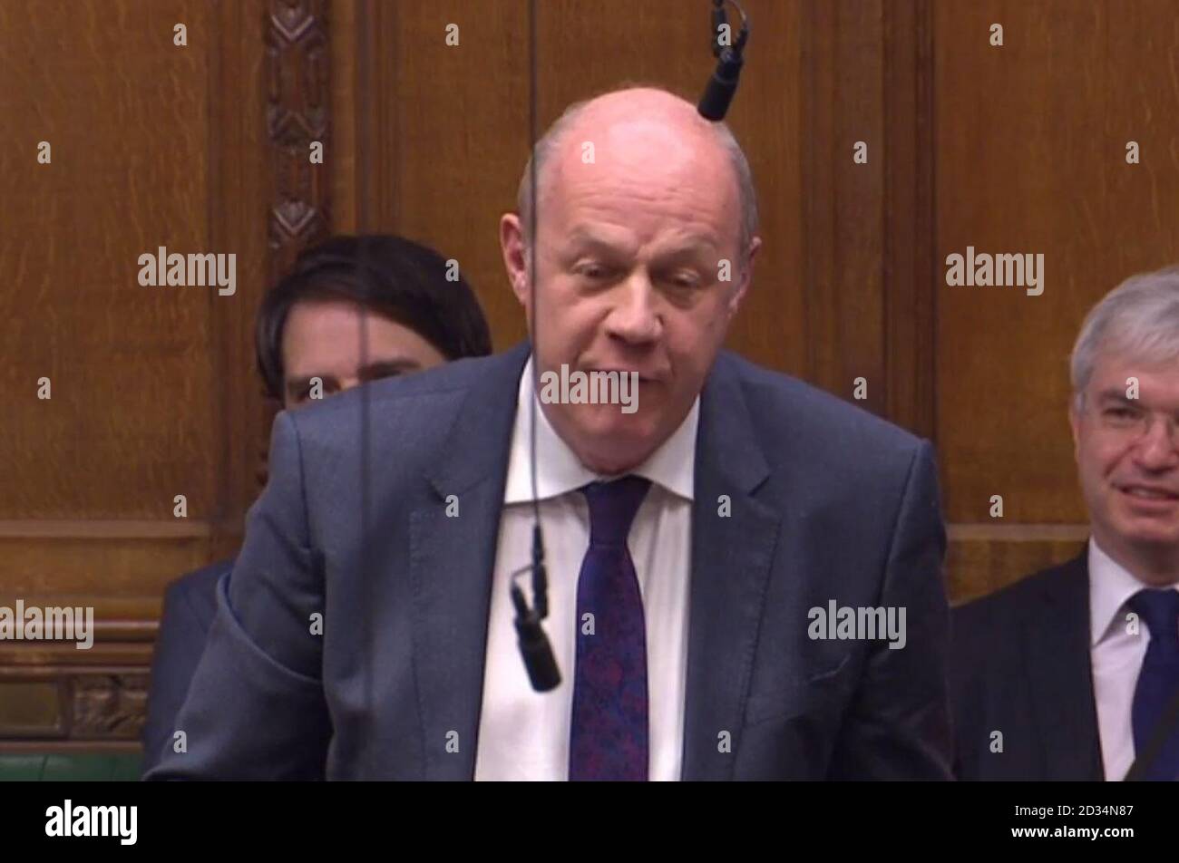 Former First Secretary of State Damian Green asks a question from the backbenches during Prime Minister's Questions in the House of Commons, London. Stock Photo
