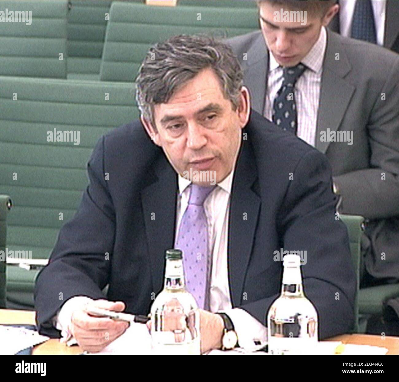 British Chancellor Gordon Brown addresses the Treasury Select Committee on the International Monetry Fund. Stock Photo