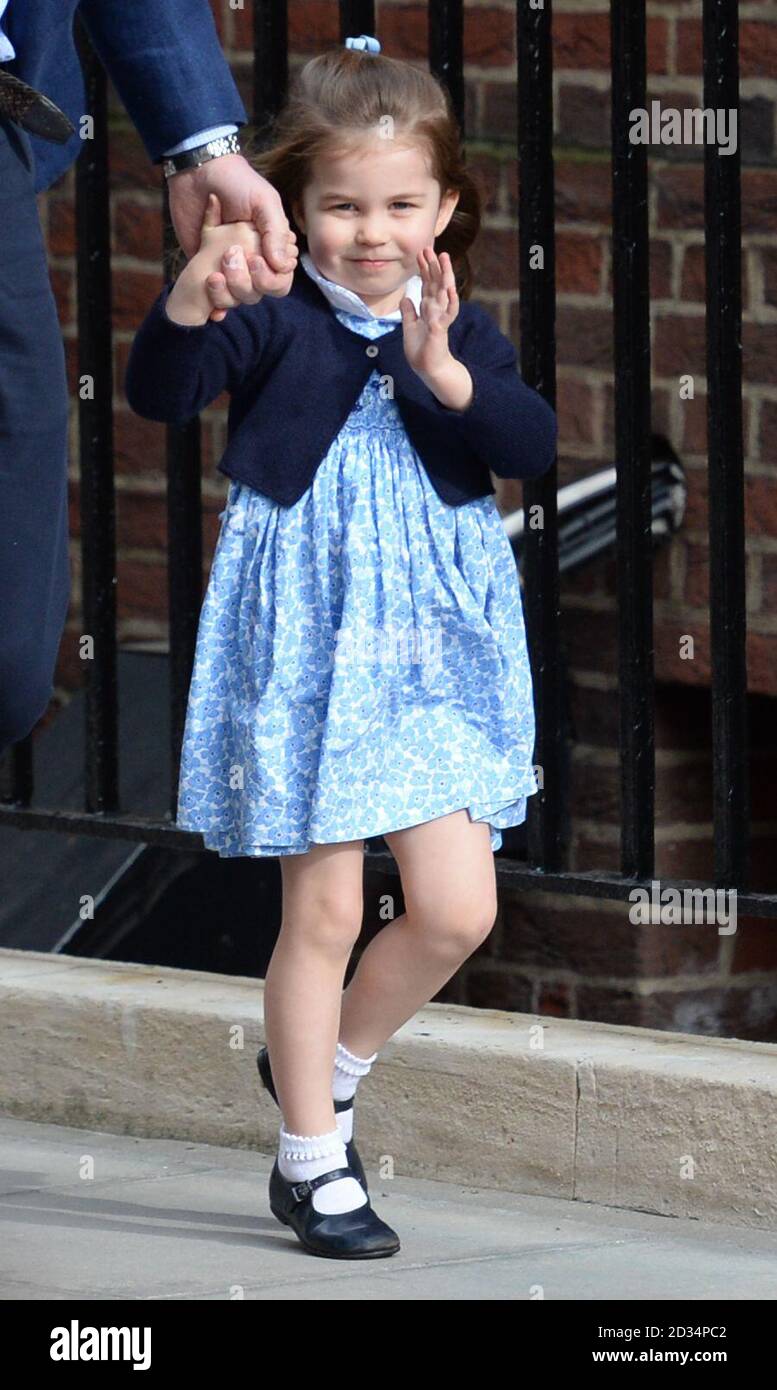 Princess Charlotte arriving at the Lindo Wing at St Mary's Hospital in Paddington, London to see her new sibling. Stock Photo