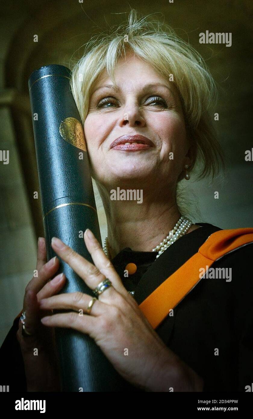 Actress Joanna Lumley after receiving an honorary degree from the University of St Andrews, Scotland's oldest university. Stock Photo