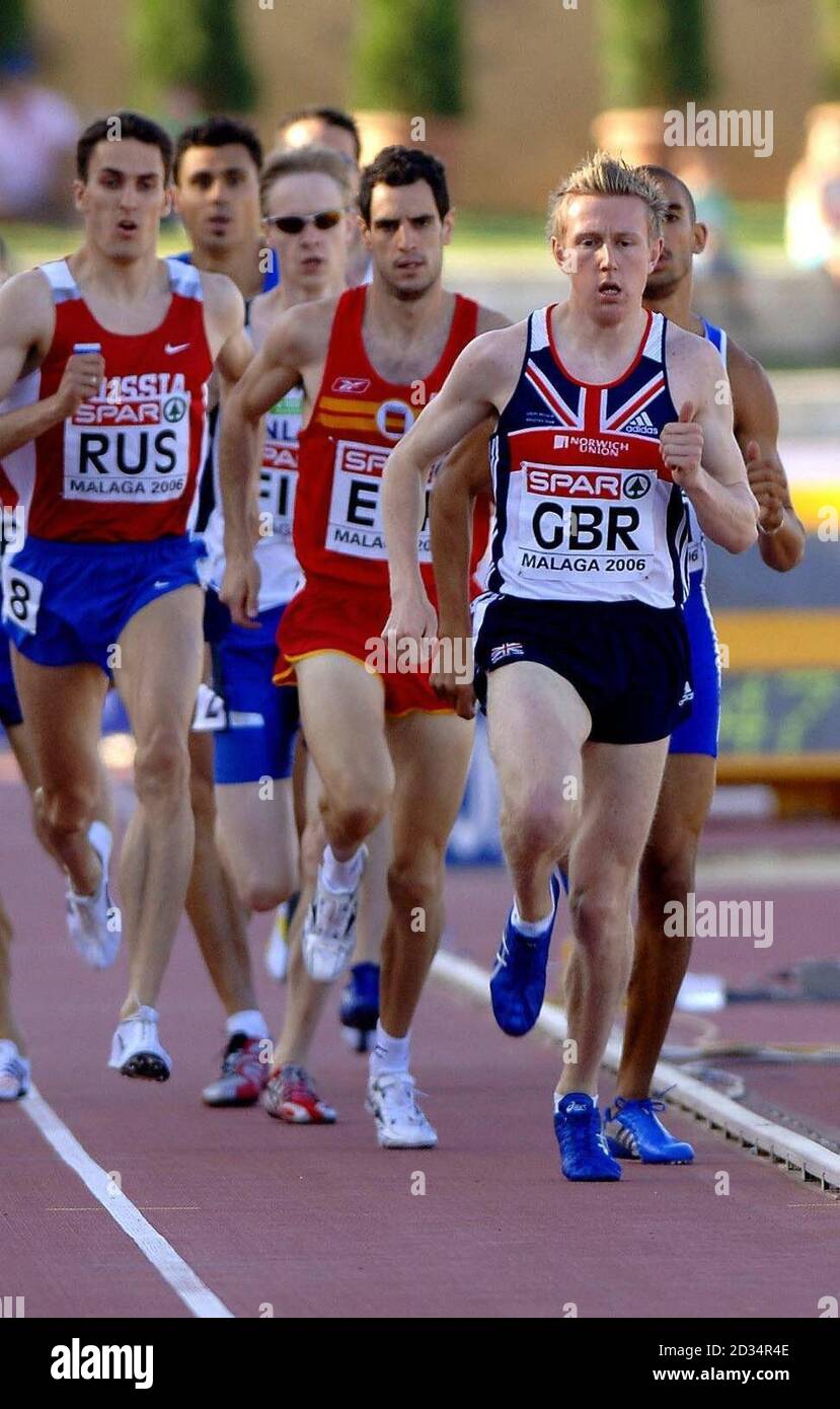 Great Britain's Richard Hill leads the field before fading in the 800m event during the Spar European Cup in Malaga, Spain. Stock Photo