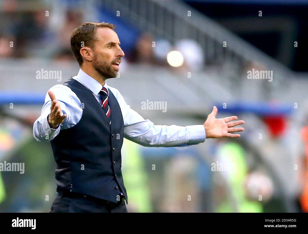 England manager Gareth Southgate gestures on the touchline during the ...