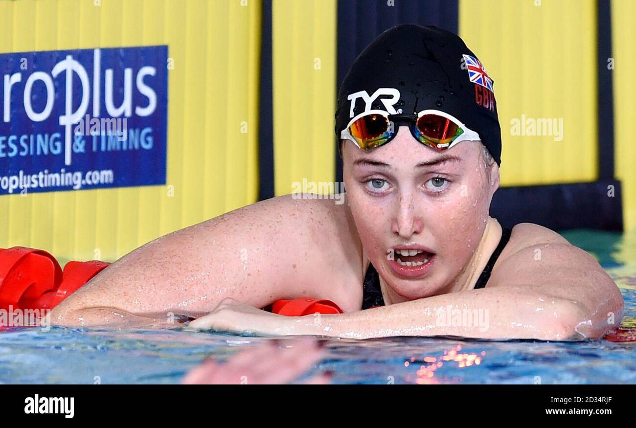 Great Britain's Kathryn Greenslade reacts after the Women's 200m Backstroke  heat two during day seven of the 2018 European Championships at the  Tollcross International Swimming Centre, Glasgow. PRESS ASSOCIATION Photo.  Picture date: