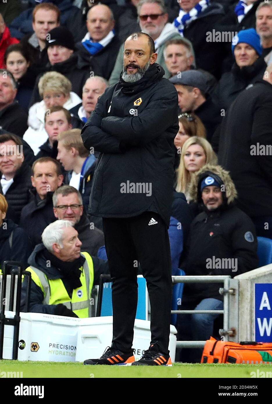 Wolverhampton Wanderers manager Nuno Espirito Santo during the Premier League match at The AMEX Stadium, Brighton. PRESS ASSOCIATION Photo. Picture date: Saturday October 27, 2018. See PA story SOCCER Brighton. Photo credit should read: Gareth Fuller/PA Wire. RESTRICTIONS: No use with unauthorised audio, video, data, fixture lists, club/league logos or 'live' services. Online in-match use limited to 120 images, no video emulation. No use in betting, games or single club/league/player publications. Stock Photo