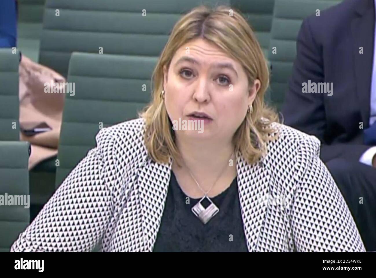 Karen Bradley, Secretary of State for Northern Ireland gives evidence before the Northern Ireland Affairs Committee at Portcullis House, London on matters relating to Northern Ireland after Brexit. Stock Photo