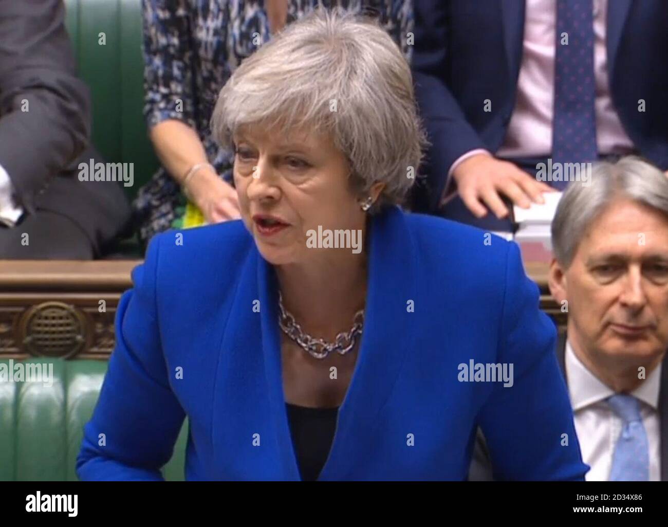 Prime Minister Theresa May speaks during Prime Minister's Questions in