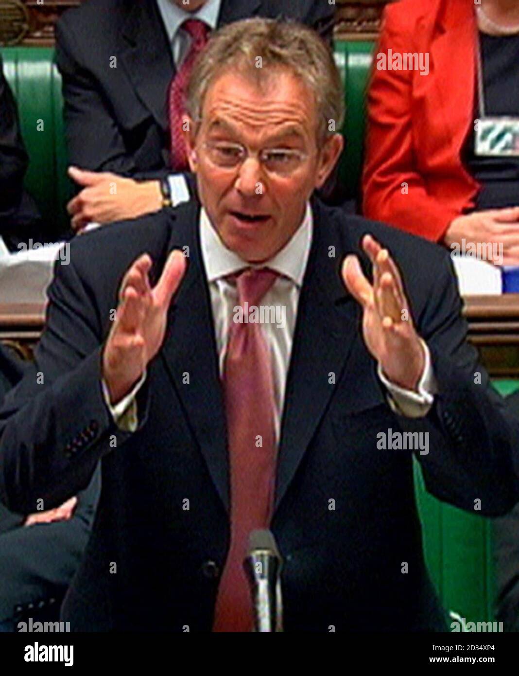 British Prime Minister Tony Blair speaks during Prime Minister's Questions in the House of Commons in central London. Stock Photo