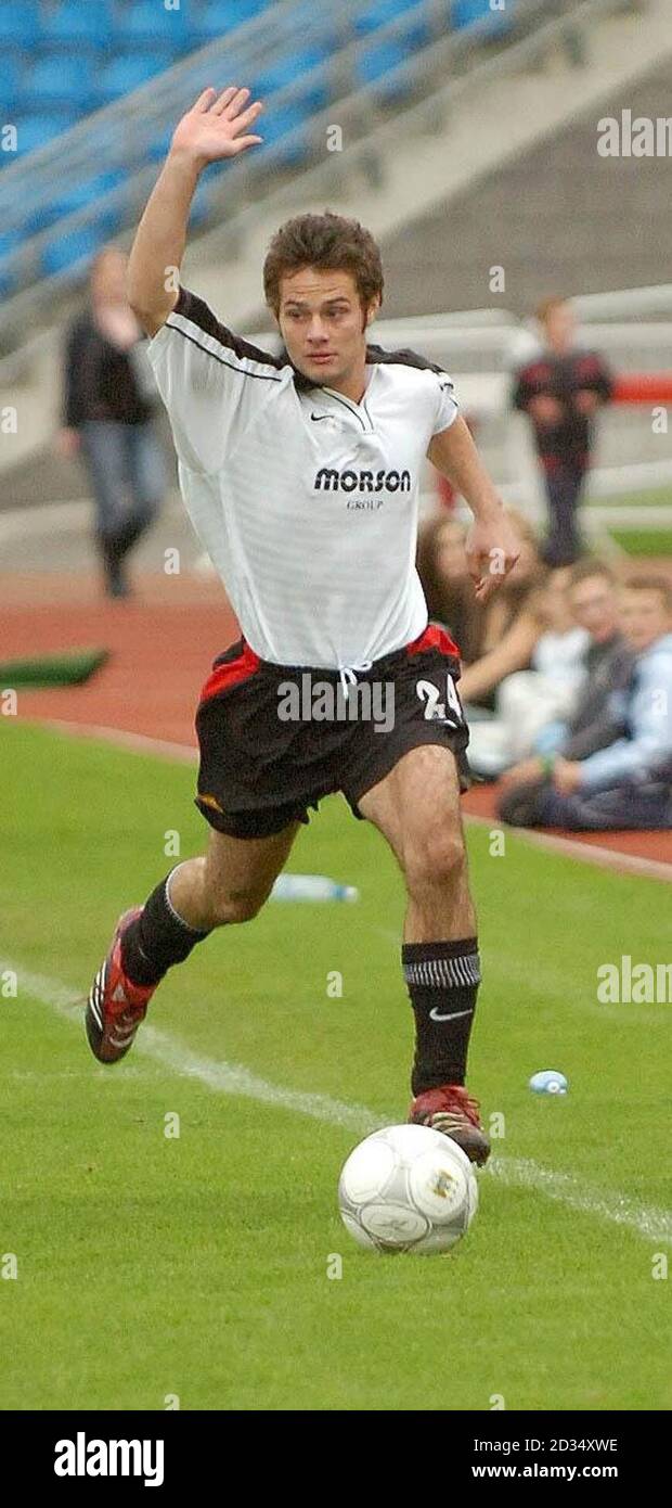 Actor Danny Young Who Plays Warren Baldwin In Coronation Street Takes Part In The Debra Charity Match At He National Athletics Arena In Manchester Stock Photo Alamy