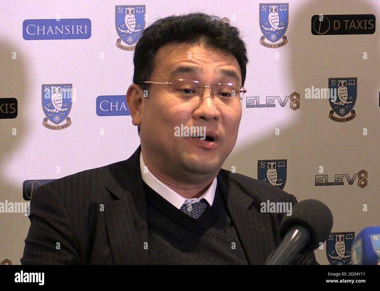 Screengrab taken from PA Video of Sheffield Wednesday owener Dejphon Chansiri during a press conference at Hillsborough Stadium, Sheffield. Stock Photo