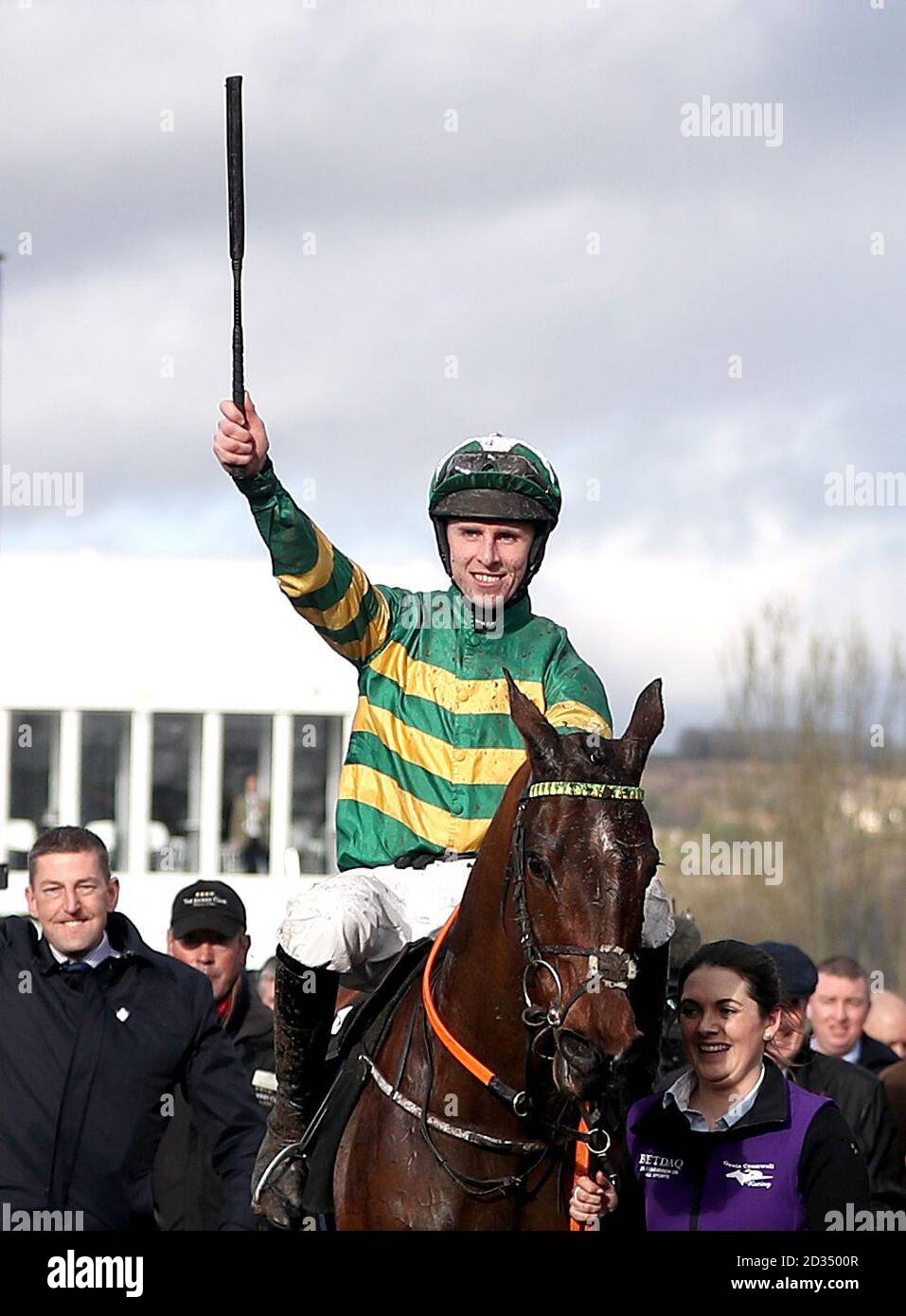 Jockey Mark Walsh celebrates after Espoir D'Allen wins the Unibet ...