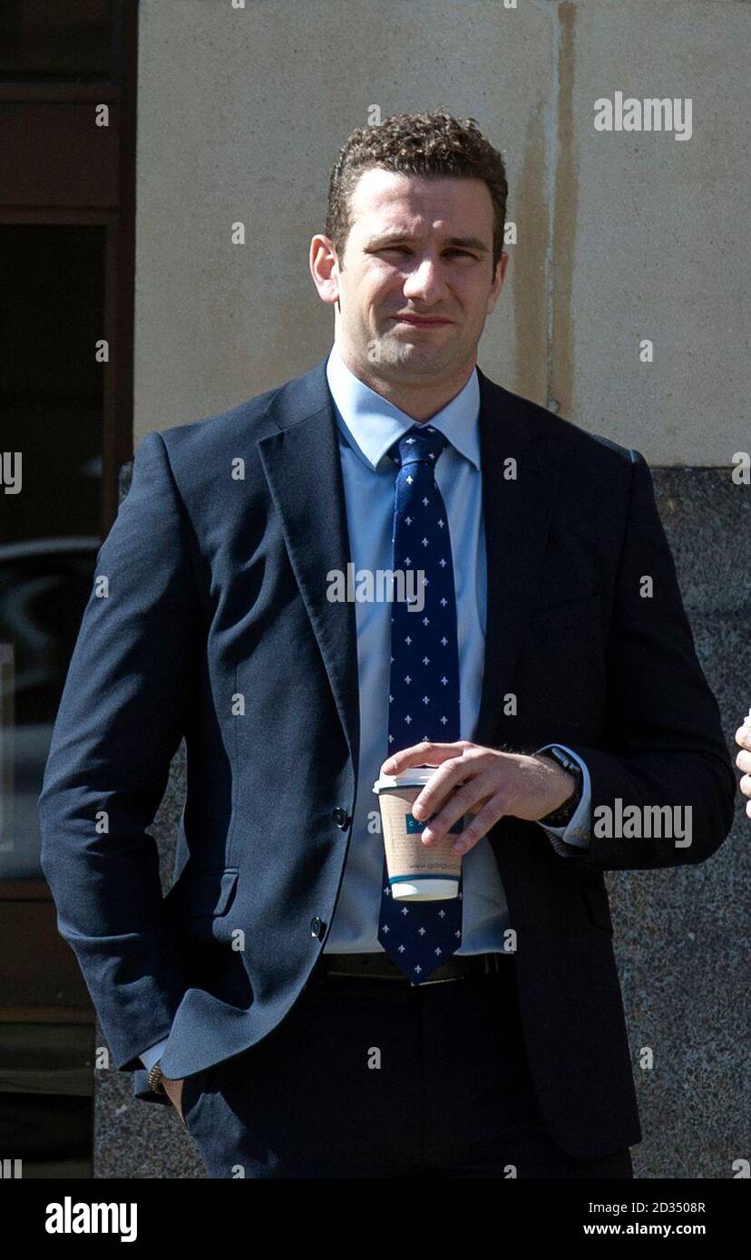 Flt Lt Timothy Barry outside the Crown Court in Oxford, where he is accused of attempted murder after trying to strangle his squadron leader partner Sarah Seddon at their home in Cuxham, Oxfordshire. The pair are both in 33 Squadron at RAF Benson. Stock Photo