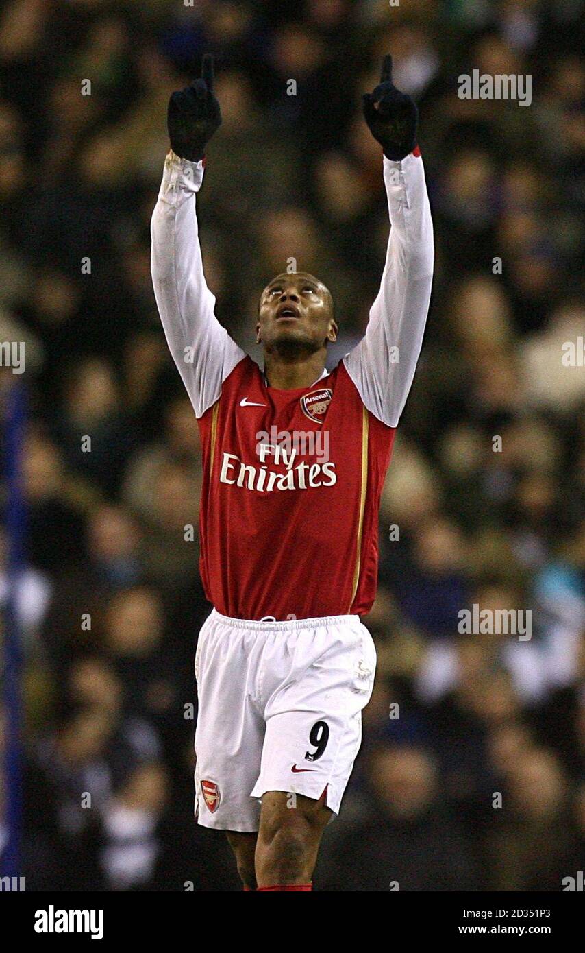 Arsenal's Julio Baptista celebrates his first goal Stock Photo