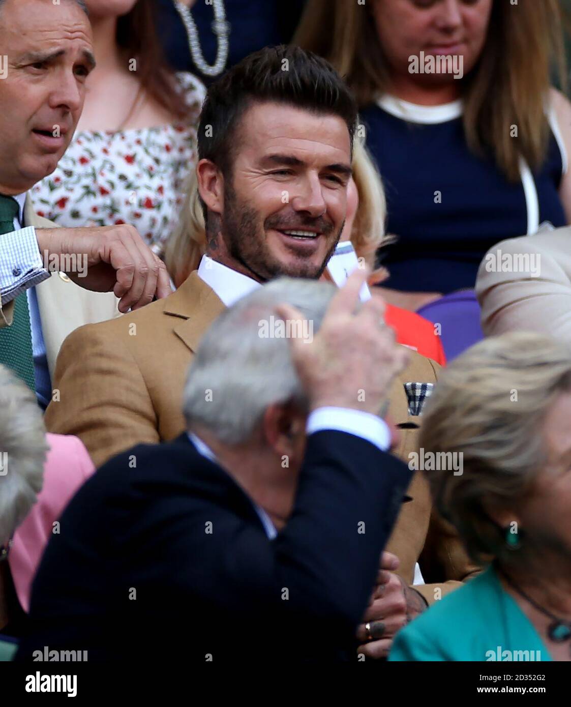 David Beckham n day ten of the Wimbledon Championships at the All England Lawn Tennis and Croquet Club, Wimbledon. Stock Photo