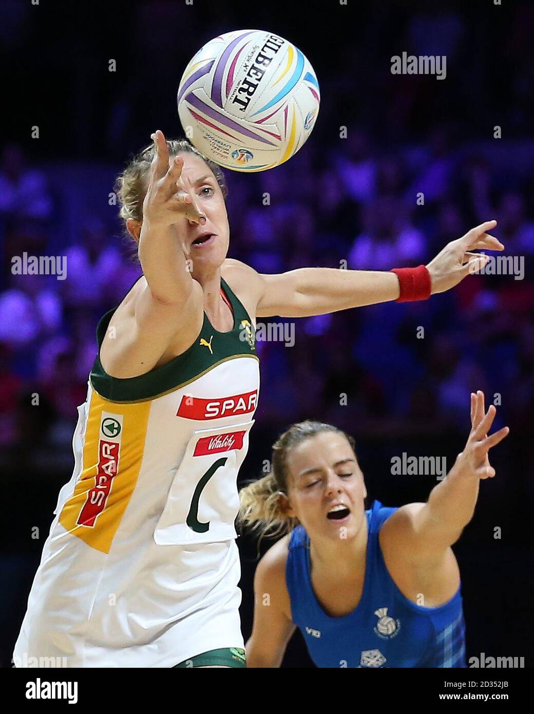 South Africa's Erin Burger (left) and Scotland's Kelly Boyle battle for