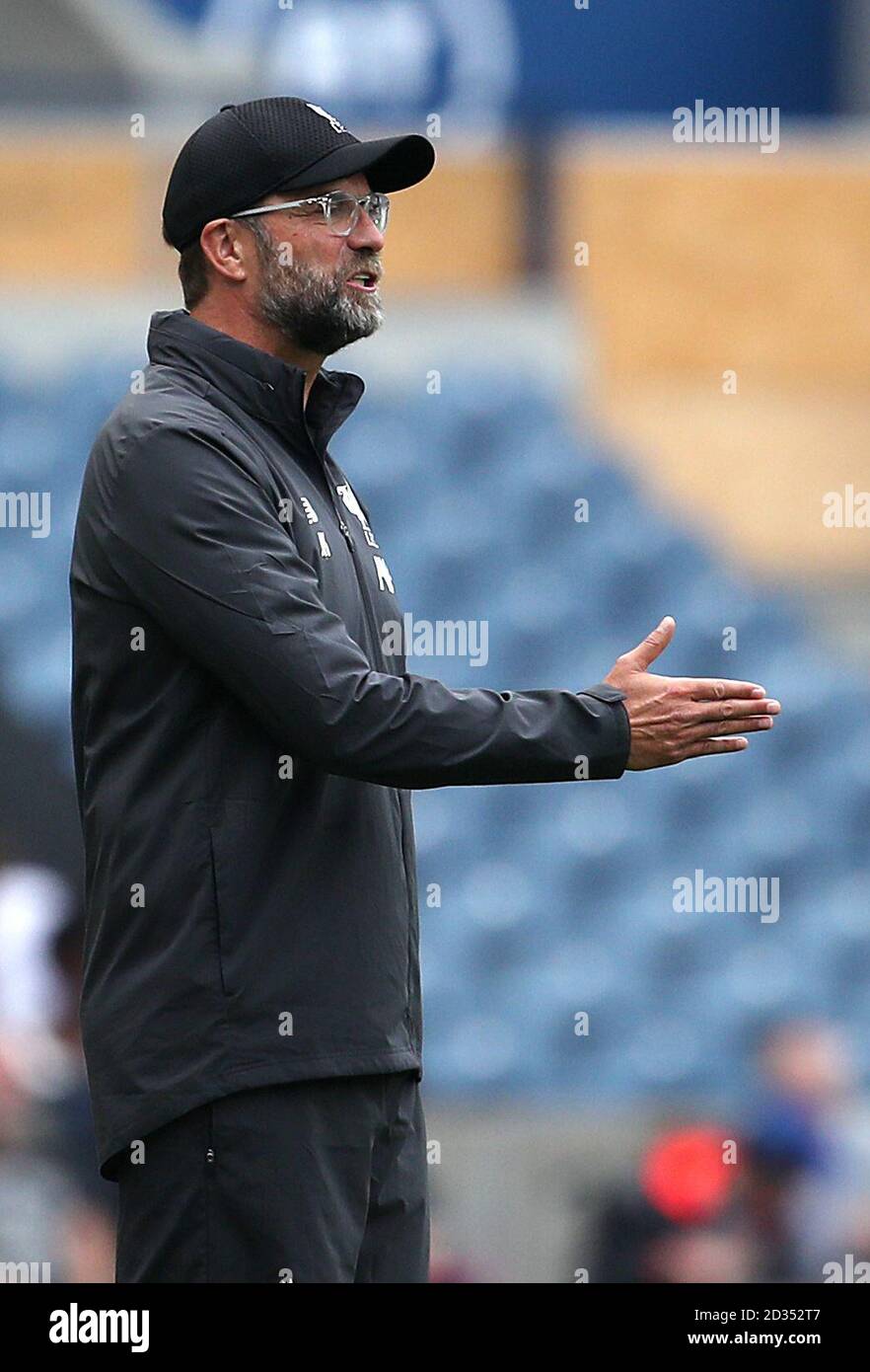 Liverpool manager Jurgen Klopp gestures on the touchline during the pre-season friendly match at BT Murrayfield, Edinburgh. Stock Photo