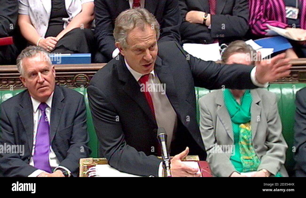 A videograb of Britain's Prime Minister Tony Blair speaking during