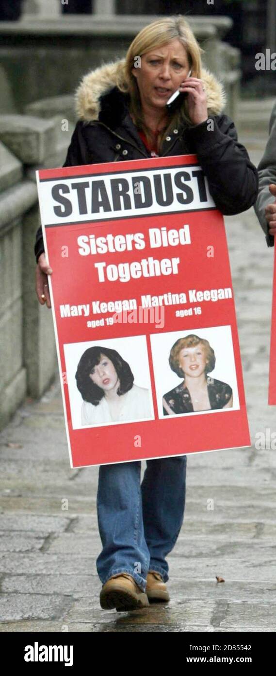 Library file, dated 21/11/2006. Antoinette Keegan, a survivor of the 1981 Stardust nightclub fire, stages a protest outside Government Buildings in Dublin calling for a fresh inquiry into the tragedy, which killed 48 people including her two sisters. Stock Photo