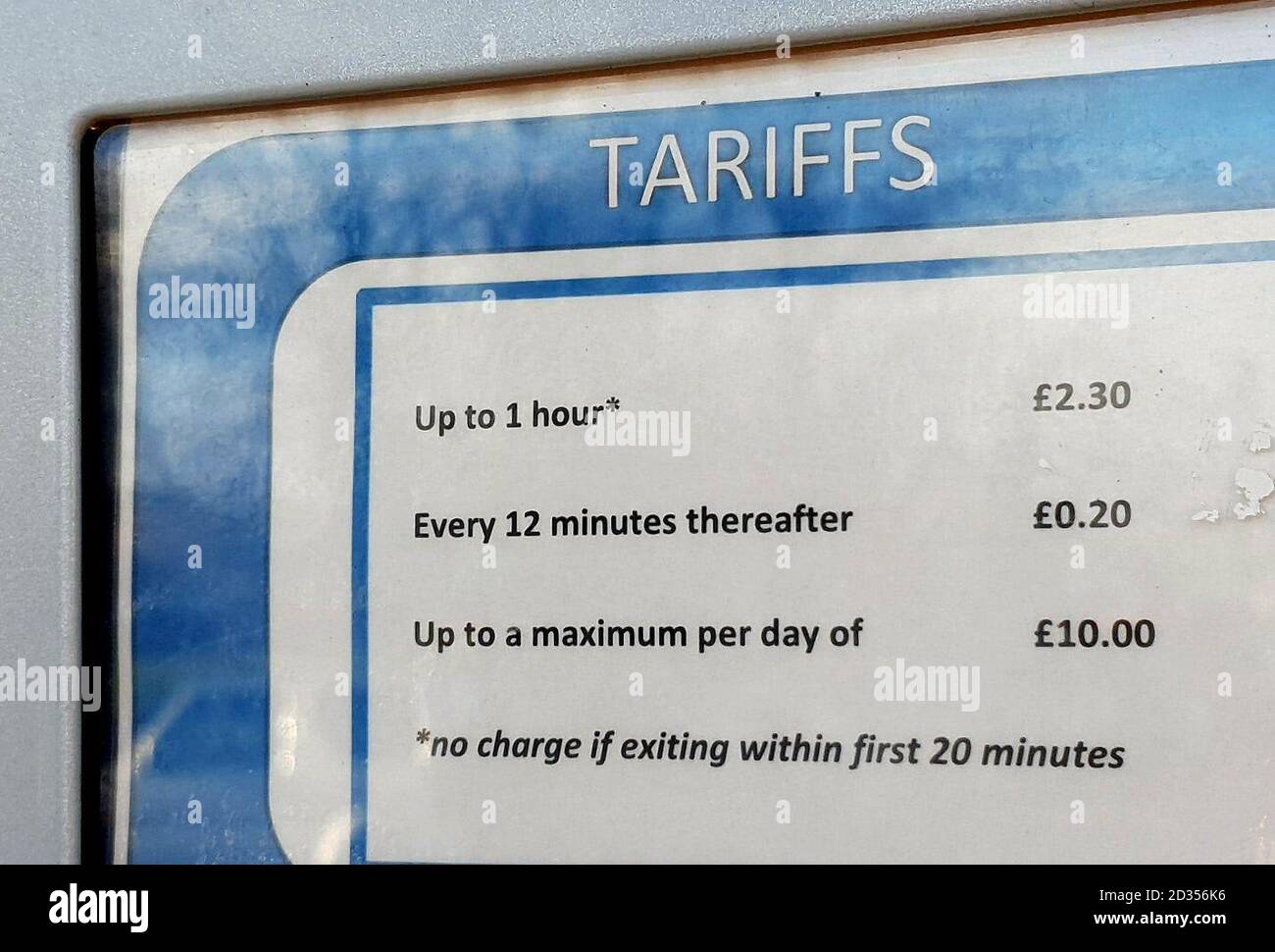 A view of parking charges at William Harvey Hospital in Ashford, Kent