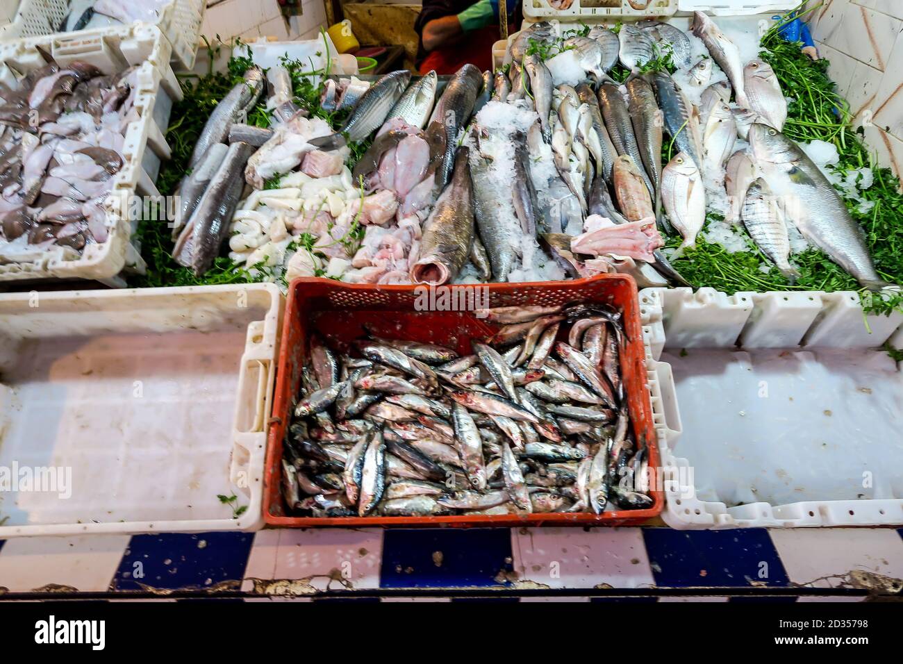 fish in the market, photo as background Stock Photo - Alamy
