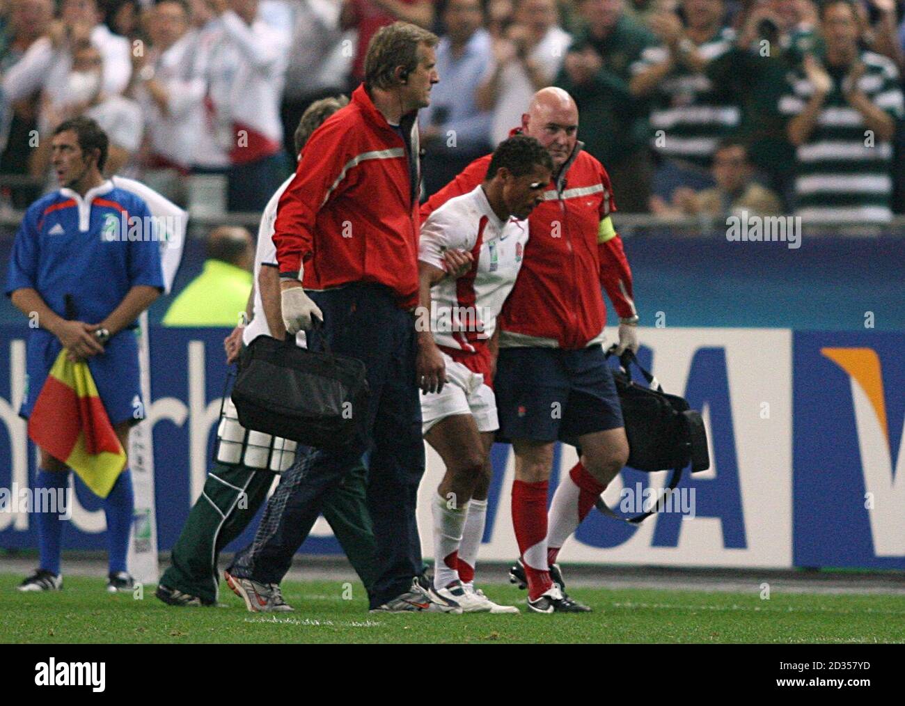England's Jason Robinson leaves the field injured Stock Photo