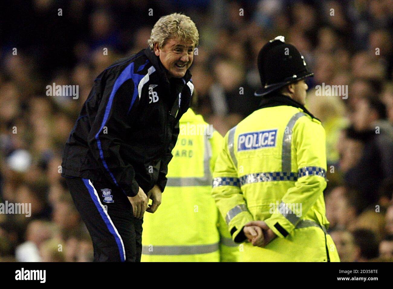 Birmingham City manager Steve Bruce is all smiles on the touchline, after Olivier Kapo's goal brings his side back on to level terms. Stock Photo